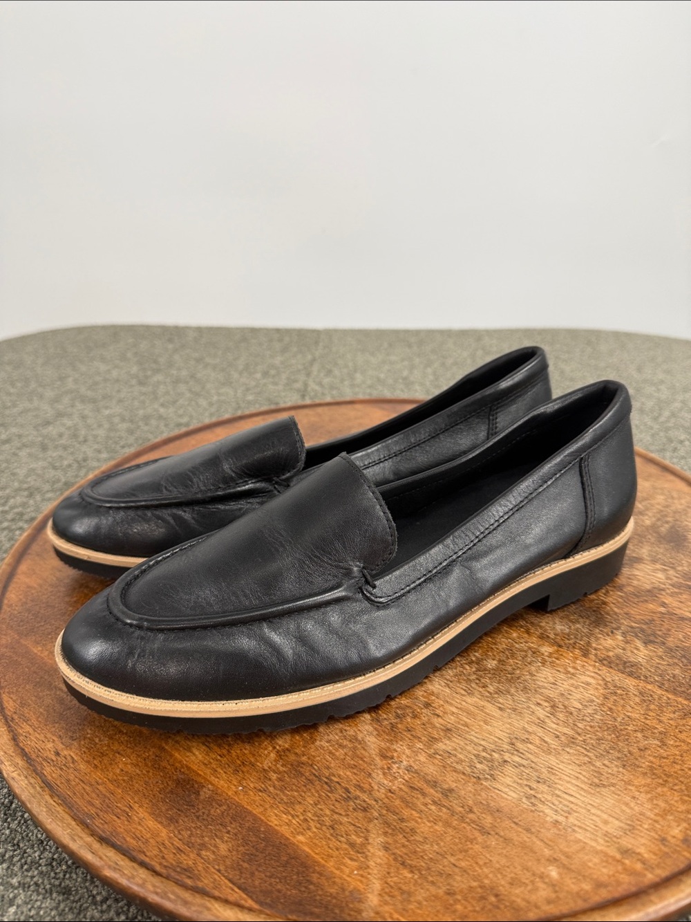 Aldo Shoes Wm 9.5 Black Leather Loafers Rheildanflex Traditional Comfort